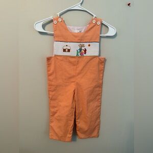 Mom & Me Orange Gingham Smocked Romper